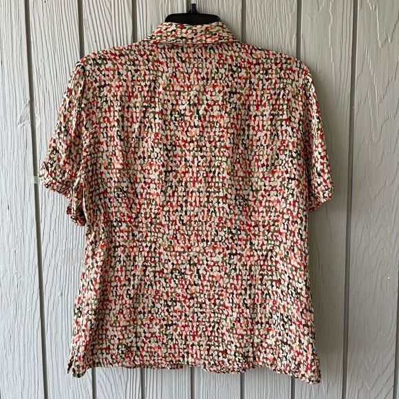 Funky Vintage GIANNI Abstract Blouse – 90s Rayon Sheer Made in USA – Sz 10 M/L - Picture 9 of 12